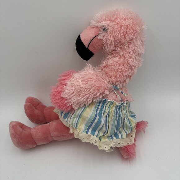 Build A Bear Workshop Pink Flamingo Plush Stuffed Animal 19" Striped Dress - Picture 8 of 10